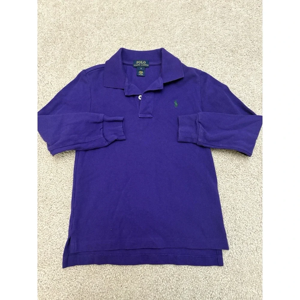 Boys Polo Ralph Lauren Purple Long Sleeve Rugby Polo Shirt Size 6